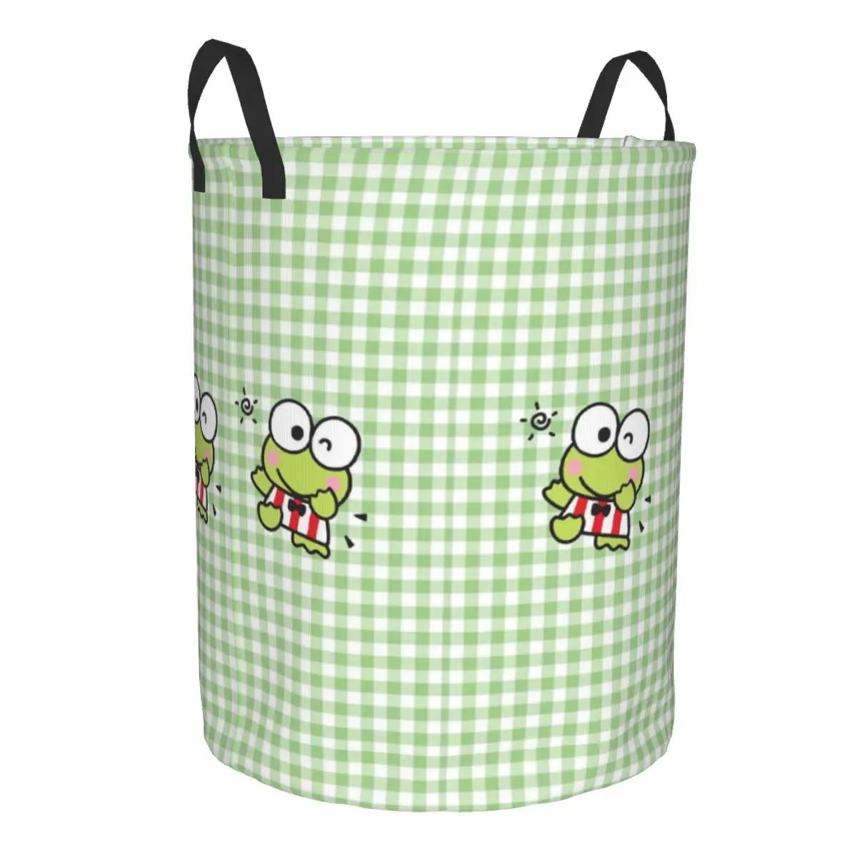 Custom Keroppi Laundry Basket Foldable Manga Anime Clothes Hamper for Nursery Kids Toys Storage Bin