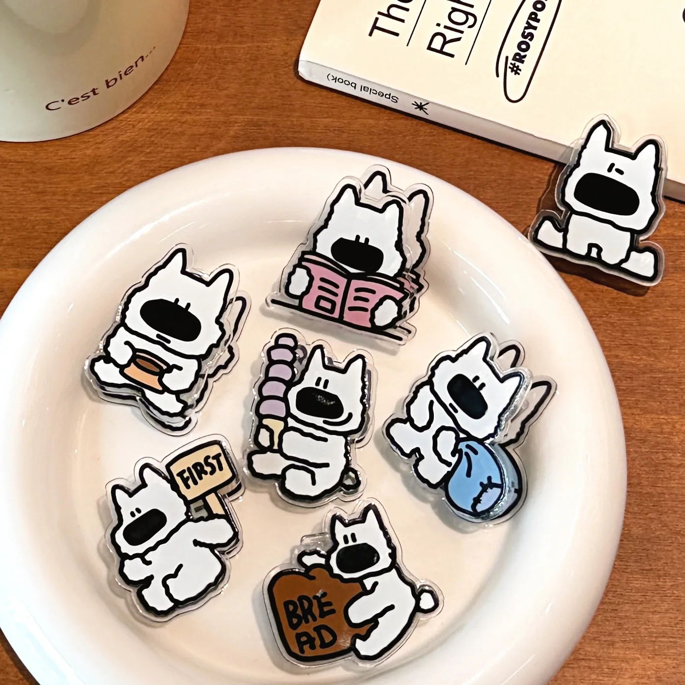 8 pçs/set bonito ocidental highland cão memo clipe dos desenhos animados decorativo presente clipe acrílico estudante exame clipe de papel