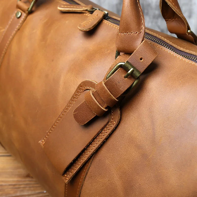 NZPJ Retro Echtleder Reisetasche Crazy Horse Leder Herren Handtasche Oberschicht Rindsleder Umhängetasche Tragbares Trolley Gepäck – Detail 12