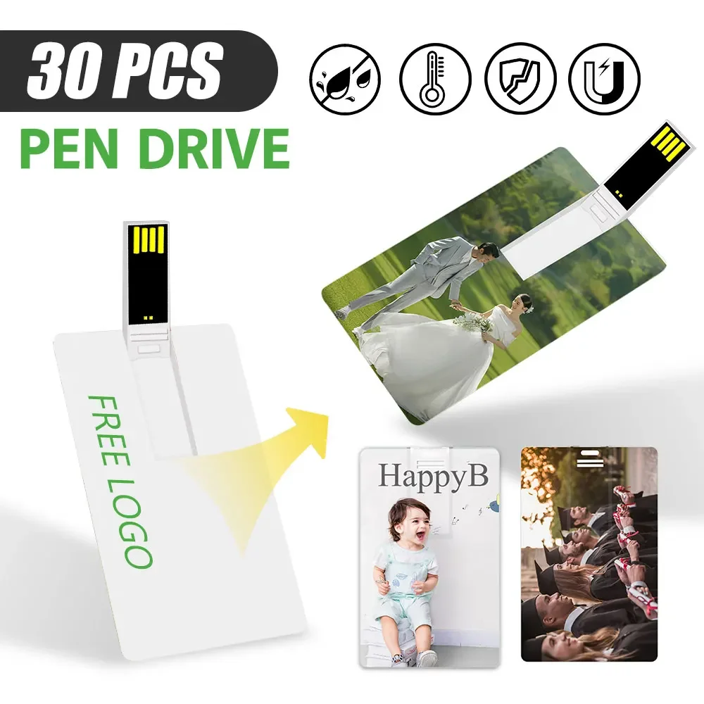 30PCS/LOT Promotion Item Souvenirs Usb Pendrive OEM Logo Print 16gb 32GB 64GB Custom Usb Flash Drive Business Name Cards Gift