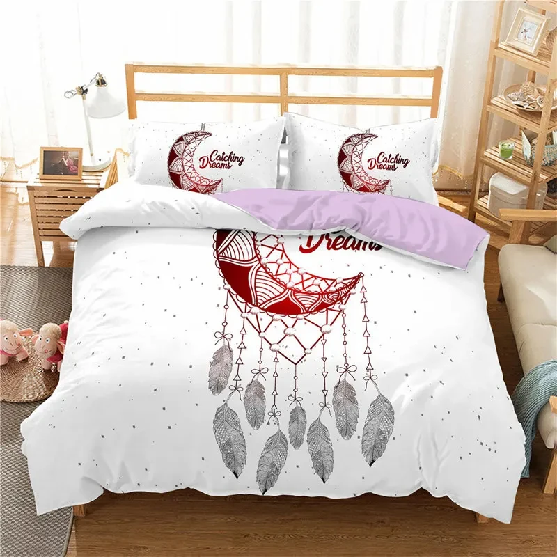 

Soft Dreamcatcher Bedding Set Bohemian Mandala Feather Print Duvet Cover Twin Queen Microfiber Comforter Cover For Bedroom Decor