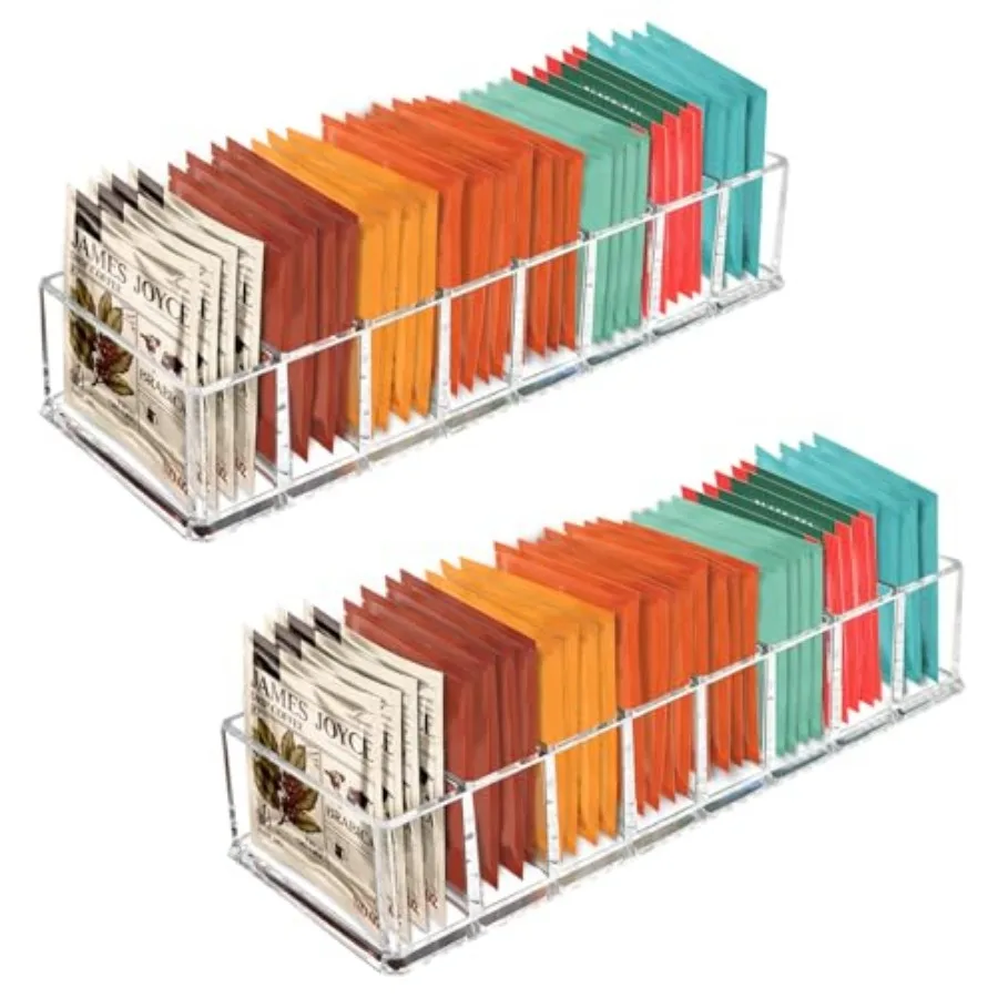 

Tea Bag Organizer, Clear Acrylic Tea Bag Holder, Tea Packet Storage for Drawer, Pantry, Kitchen, Cabinet, Countertop