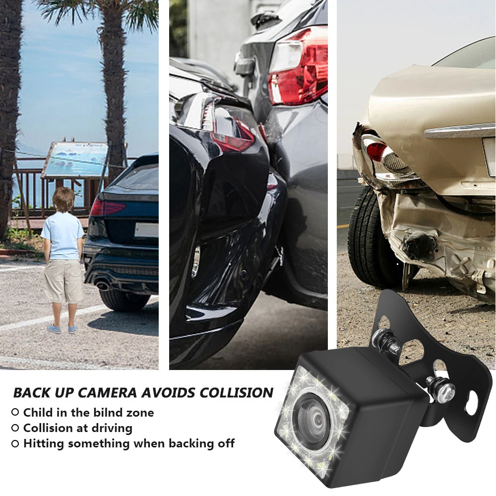 DC 12V LED Night Vision Lens Fisheye 170° Wide Angle Backup Parking Reverse Camera Parking Assistance Kit Car Rear View Camera