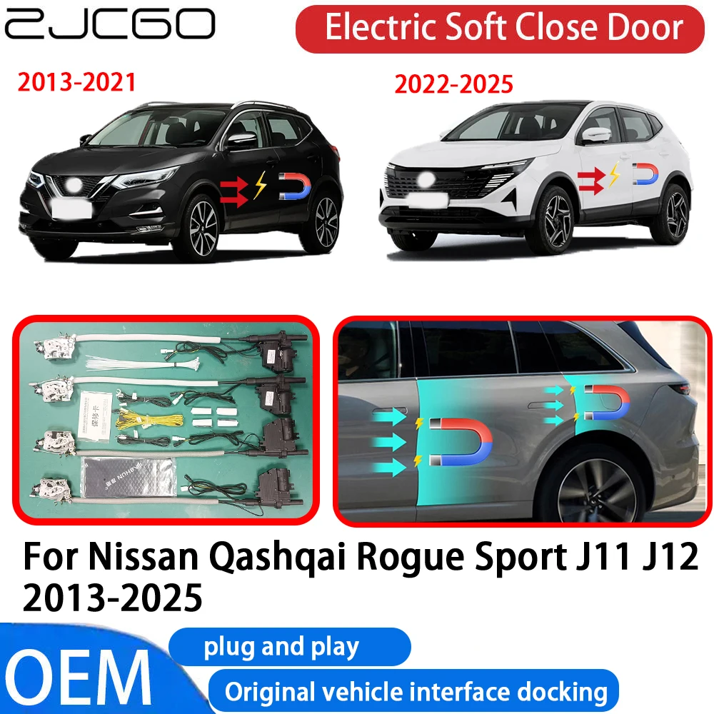 

ZJCGO for Nissan Qashqai Rogue Sport J11 J12 2013-2025 Car Automatic Electric Soft Close Door Closer System OEM Plug and Play