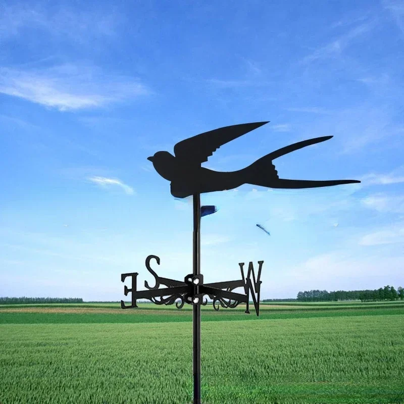 Amazon New Wind Vane Creative Animal Flying Swallow Outdoor Decoration Indicator Plugin Metal Crafts Wholesale