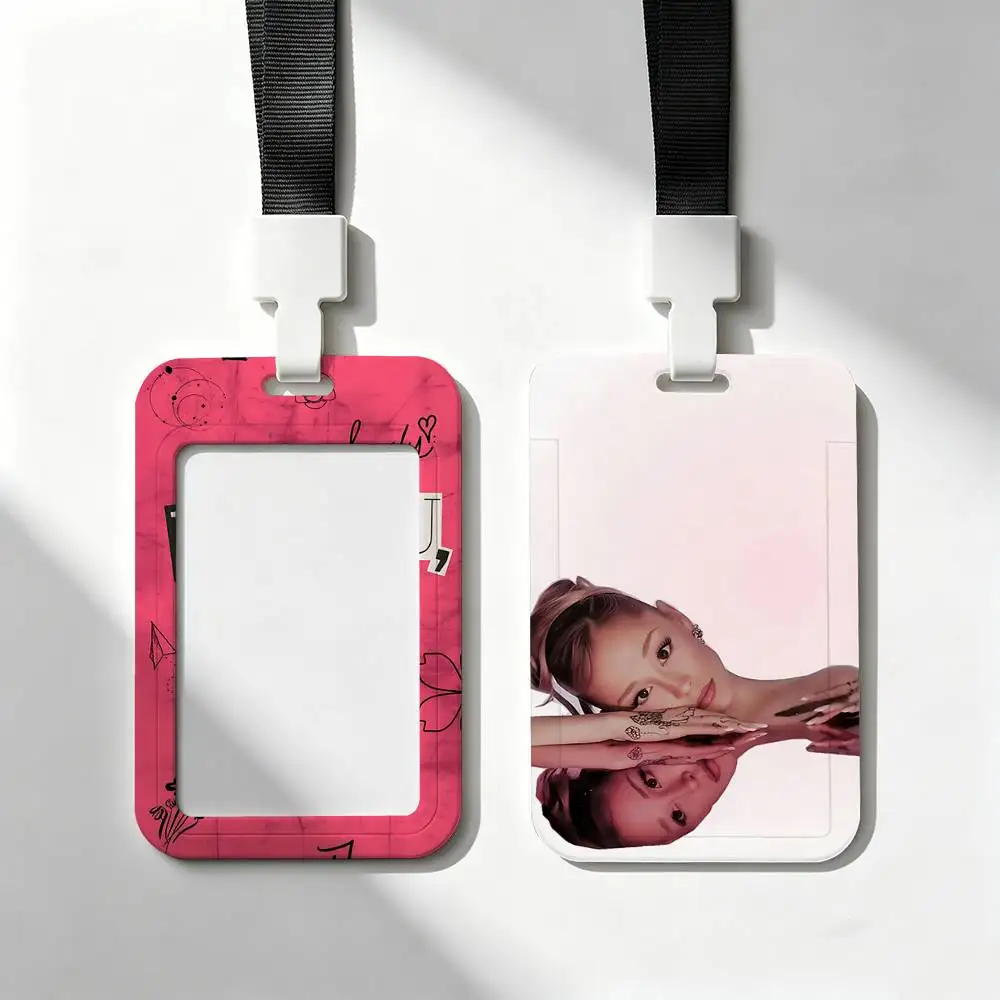 Pop Singer Ariana Grande ID Card Holder Badge Holders Lanyard Business Exhibit School Strap Neck Hang