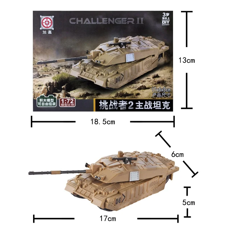 1/72 The United Kingdom Challenger Main Battle Tank Model Creative Military Series Building Blocks Assembled Toys For Xmas Gifts