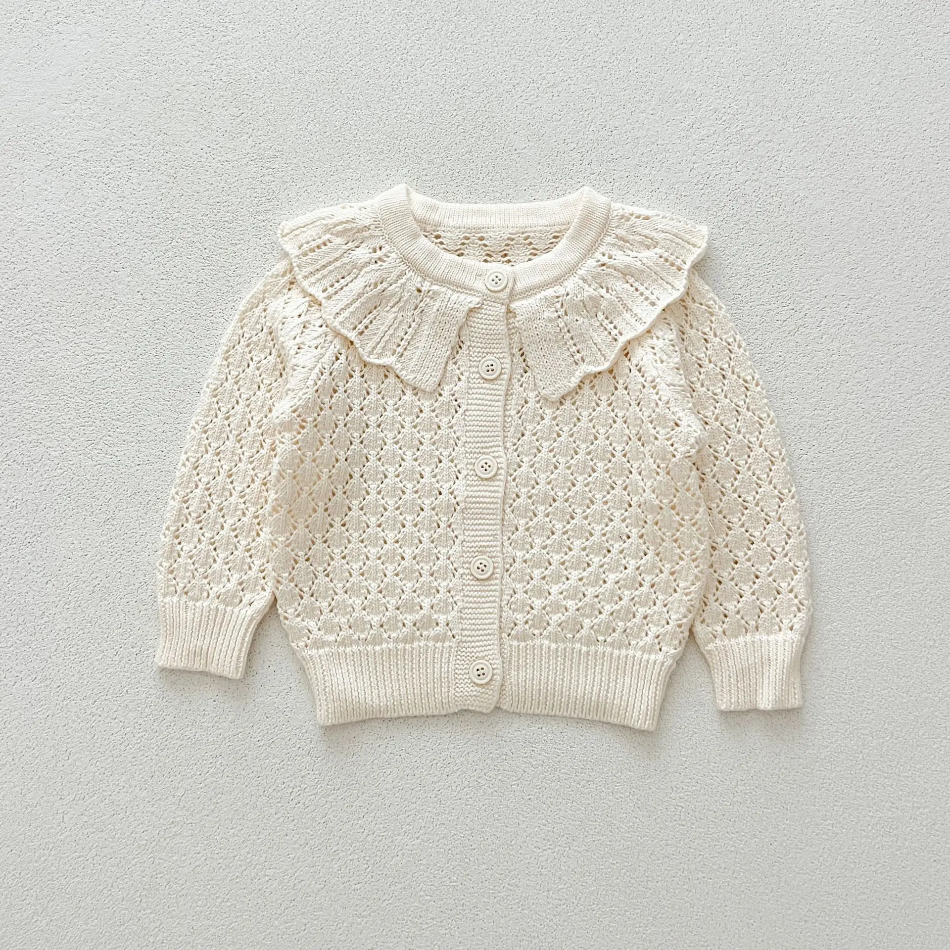 Autumn Infant Girls Sweaters Cotton Knitted Solid Long Sleeve Versatile Baby Girls Coat Long Sleeve Toddler Girls Knitwears