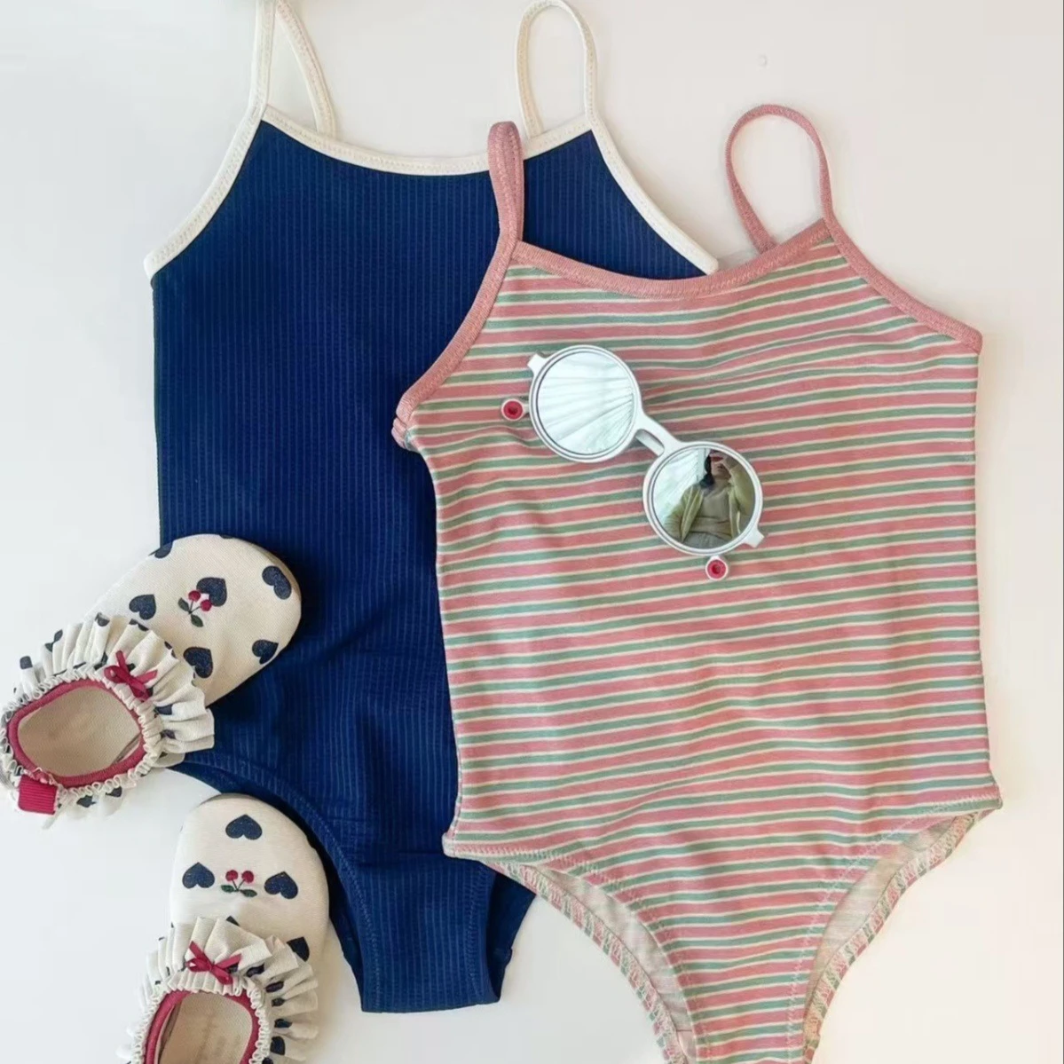 

Girls' Swimsuit 2026 Spring and Summer New Children's Wear Korean Style Girl Baby Cute Navy Style Bow Quick Dry Swimsuit