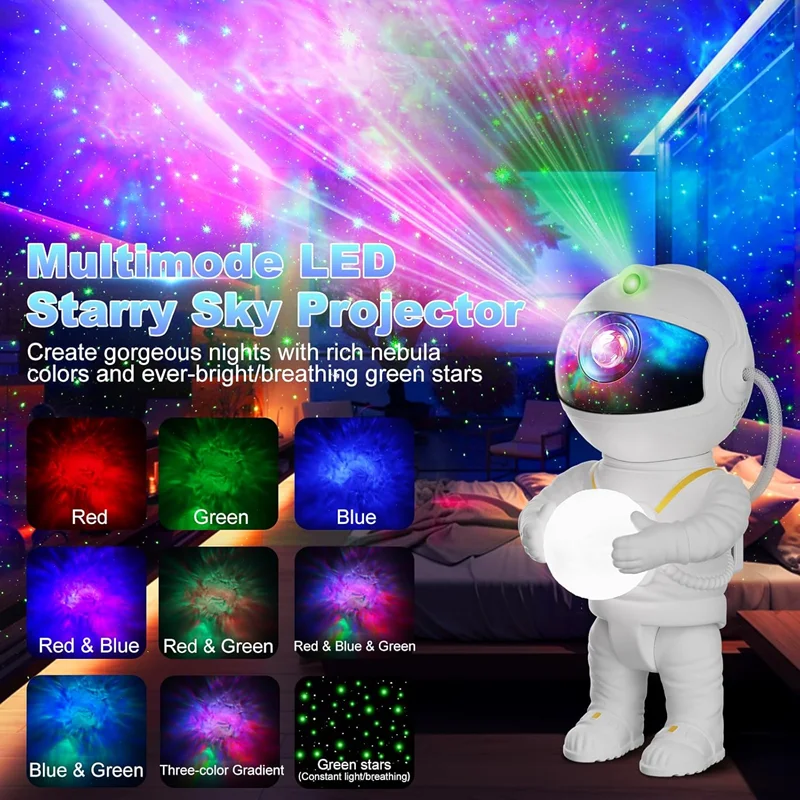 Astronaut Galaxy Star Projector Starry Sky Night Light USB Atmospher Lamp Kids Bedroom Home Party Decorative Luminaires Gifts