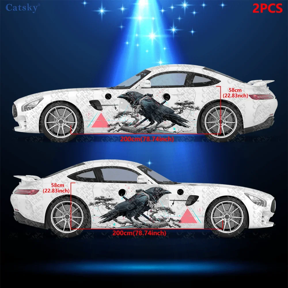2pcs Mechanical Raven sticker, suitable for cars and trucks, durable, fade-resistant, easy to install and remove - Enhance the b
