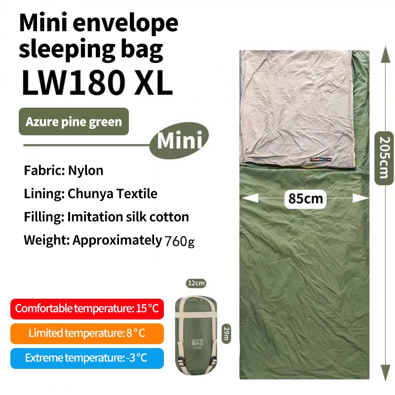 Outdoor Camping Ultralichte compacte slaapzak voor volwassenen Reizen Wasbaar donskatoen Isolatie Vuilafstotend Draagbaar Waterdicht