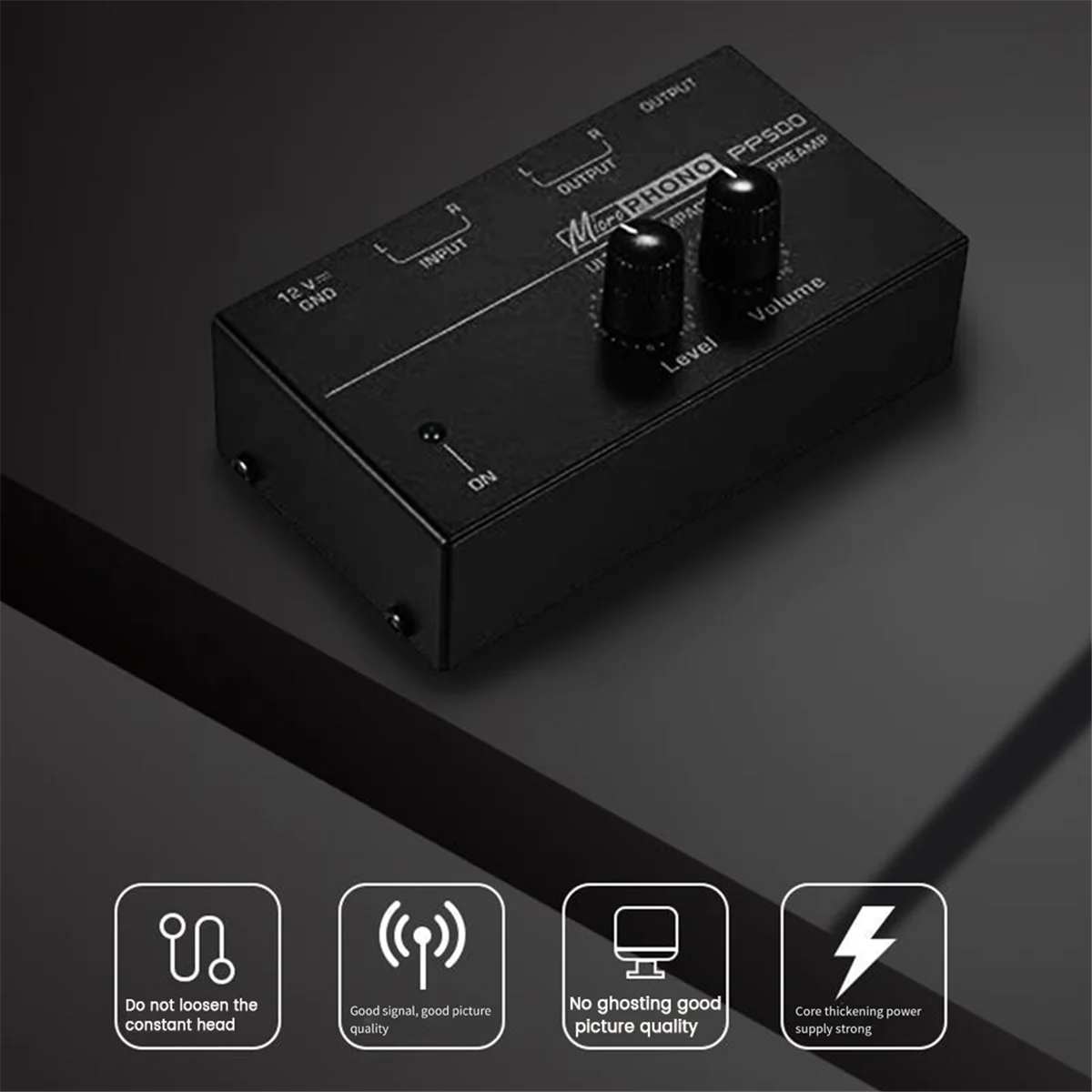 CMCN PP500 Ultra-Compact Phono Preamp Pre Amp Preamplifier with Level Volume Control EU Plug
