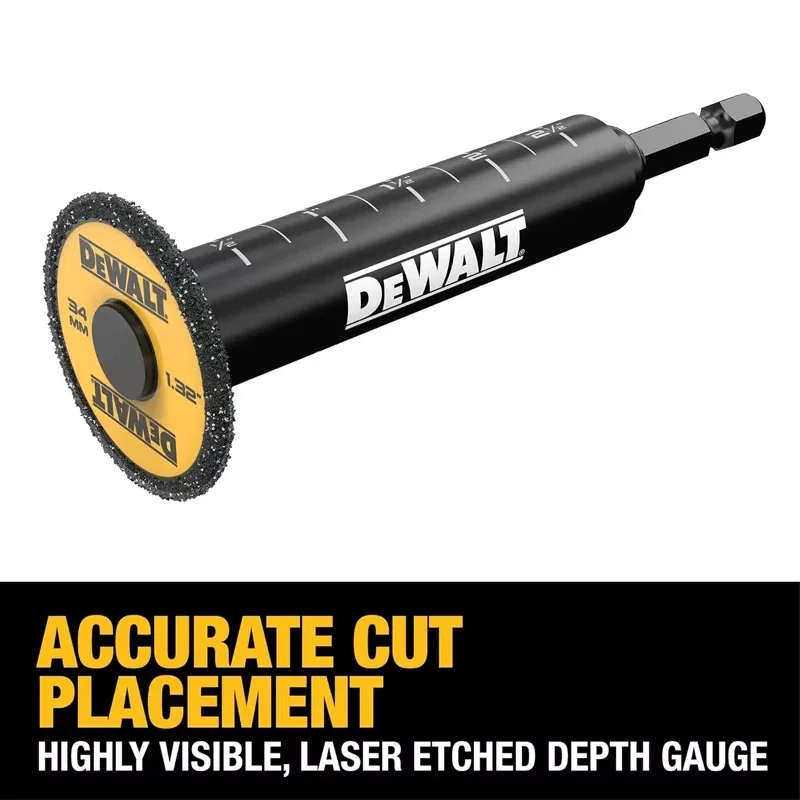 DEWALT DWAIPCIR Impact Connect PVC-Rohrschneider 34 mm mit Skala innen, Hilfsschneidwerkzeug, Aufsätze, Säge