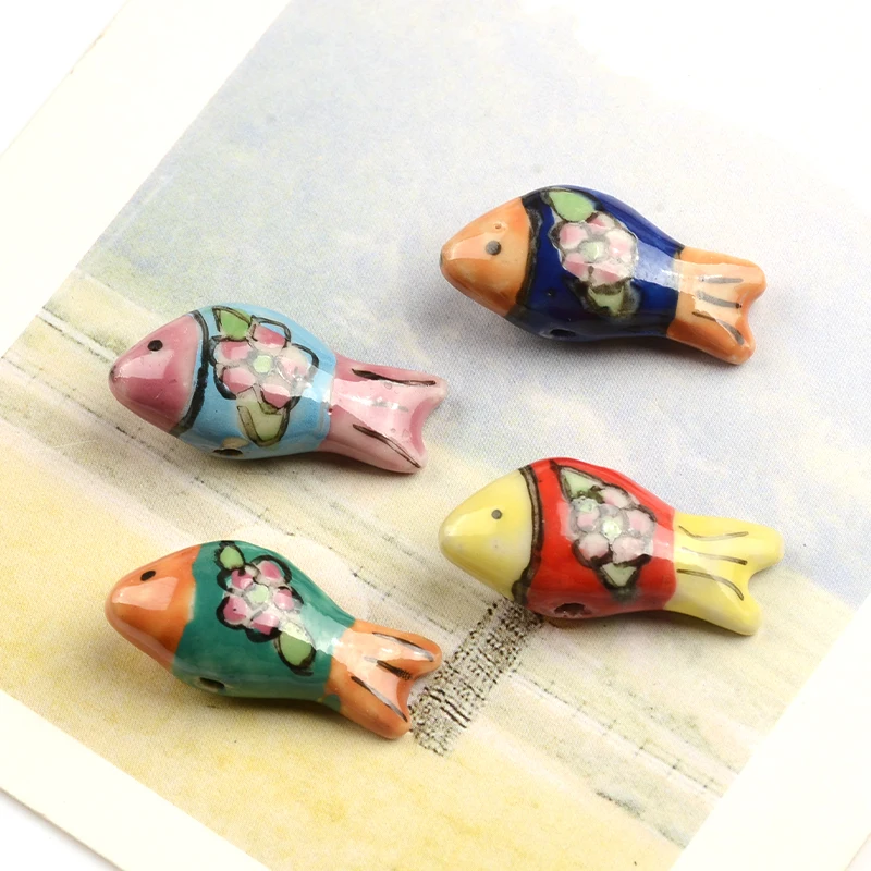 

12x27mm Hand Painted Fish Porcelain Ceramic Beads for Jewelry Making Supplies Loose Spacer Beads Accesorios Diy Crafts