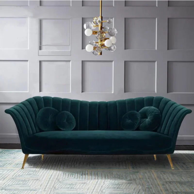 

Velvet Fabric Sofa Designer Nordic Creative Modern Sofa Luxury Metal Leg Divano Soggiorno Di Lusso Contemporary Furniture