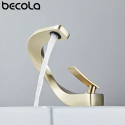 Creative Dedign Bathroom Faucet Brass White Bathroom Basin Faucet Cold Hot Water Mixer Sink Tap Deck Mounted Black Rose Gold Tap