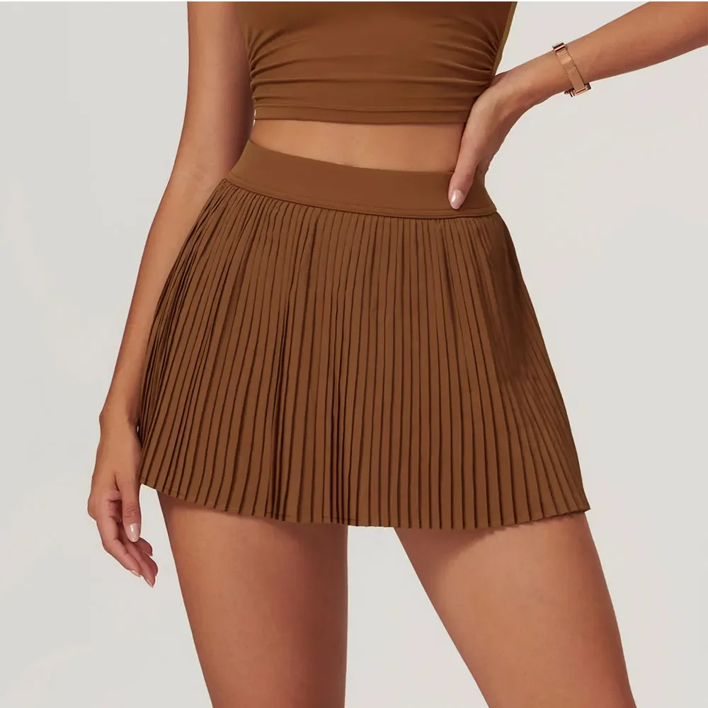 

Tennis Pleated Skirt Summer Yoga Sports Women Mini Pant Skirt Girl High Waist Golf Badminton Skort Shorts Under The Skirt Pocket