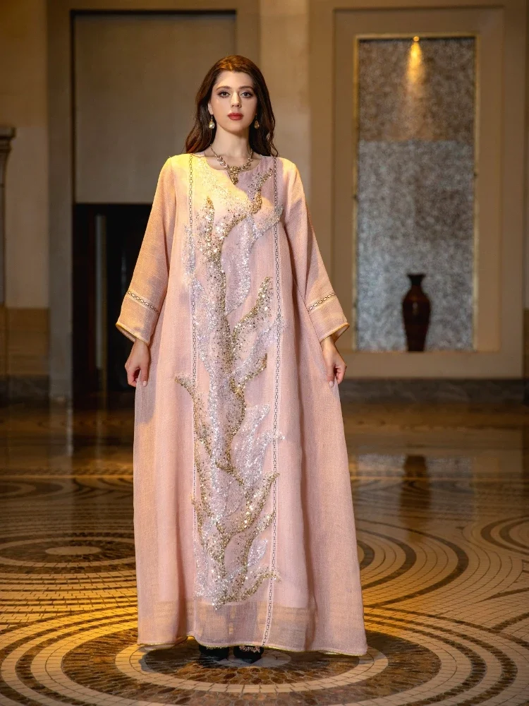 Vestido de fiesta musulmán Eid para mujer Abaya Jalabiya Vestidos largos de noche lentejuelas Marruecos Abayas Kaftan Islam Vestidos árabe largo