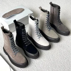 Women's Autumn Winter Ankle Boots Stitching Leather Boots Casual Platform Boots Shiny Beading