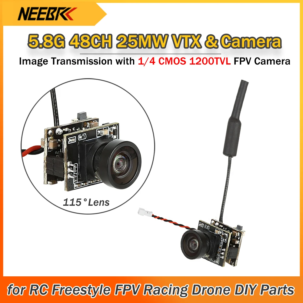 New 5.8G 48CH 25MW VTX Image Transmission with 1/4 CMOS 1200TVL RC Micro FPV Camera PAL/NTSC Switchable for RC FPV Racing Drone