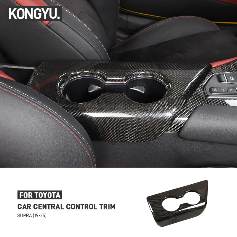 

For Toyota GR Supra A90 A91 MK5 2019-2025 Real Carbon Fiber Car Center Console Cup Holder Frame Cover Trim Sticker Accessories