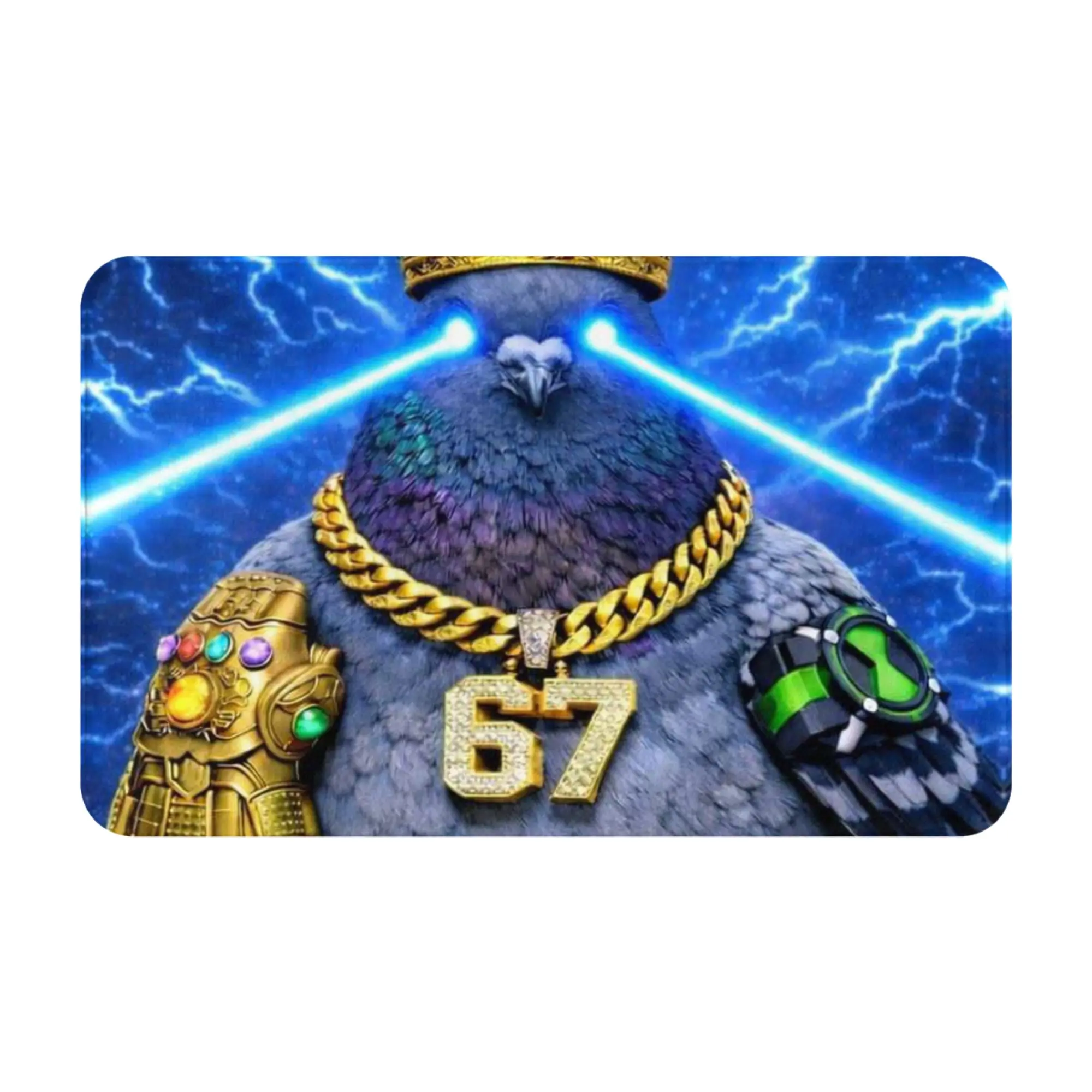 King Pigeon Crown Gold Chain Lightning Art Doormat Bath Kitchen Mat  Outdoor Home Decor