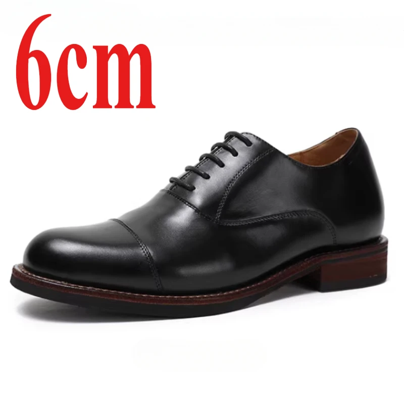 Men Invisible Height Increase 6cm Goodyear Genuine Leather Casual Elevated Wedding Men's Dress Shoes British Hand Sewn Shoes for