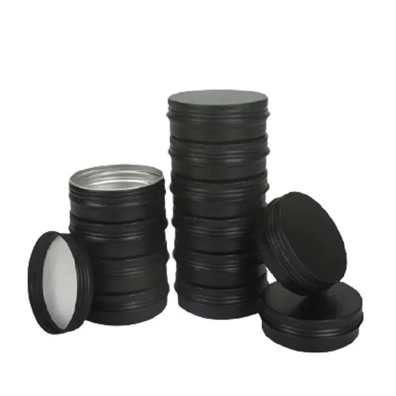 

25pcs 60g Matte Black Aluminum Jar Empty Metal Tin Cans Eco Friendly Recyclable Hair Wax Cosmetic Cream Packaging Pot Containers