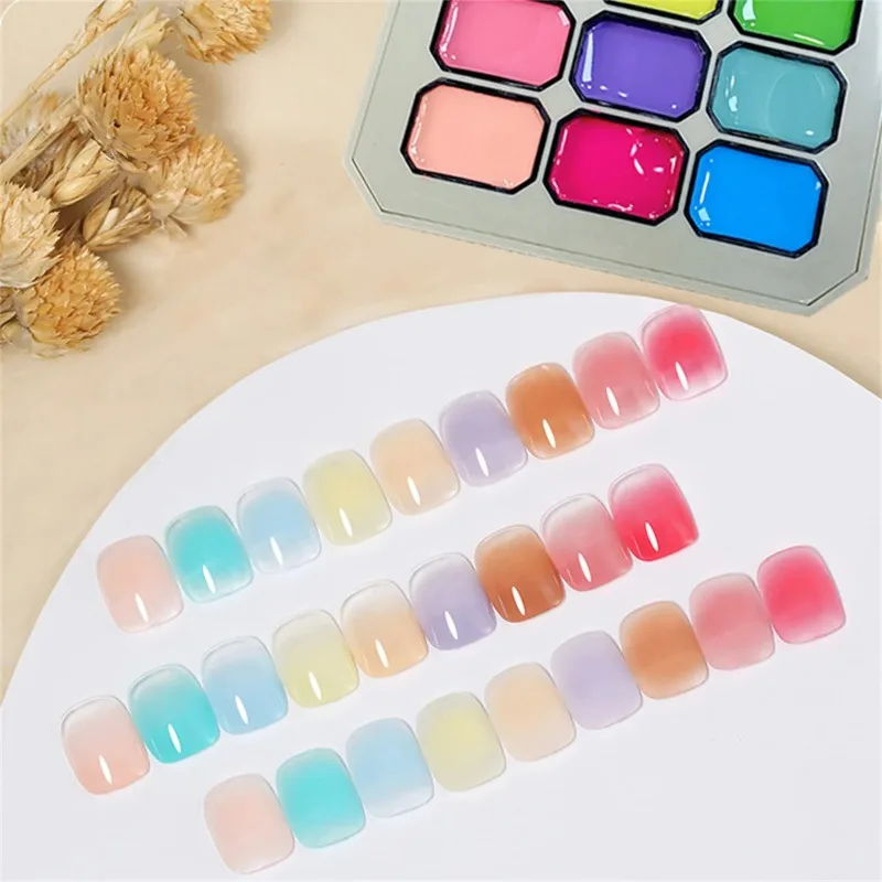 1 pz 9 colori solido smalto pat gel pittura gradiente gel luminoso creazione di nail art decorazione salone fai da te estate popolare