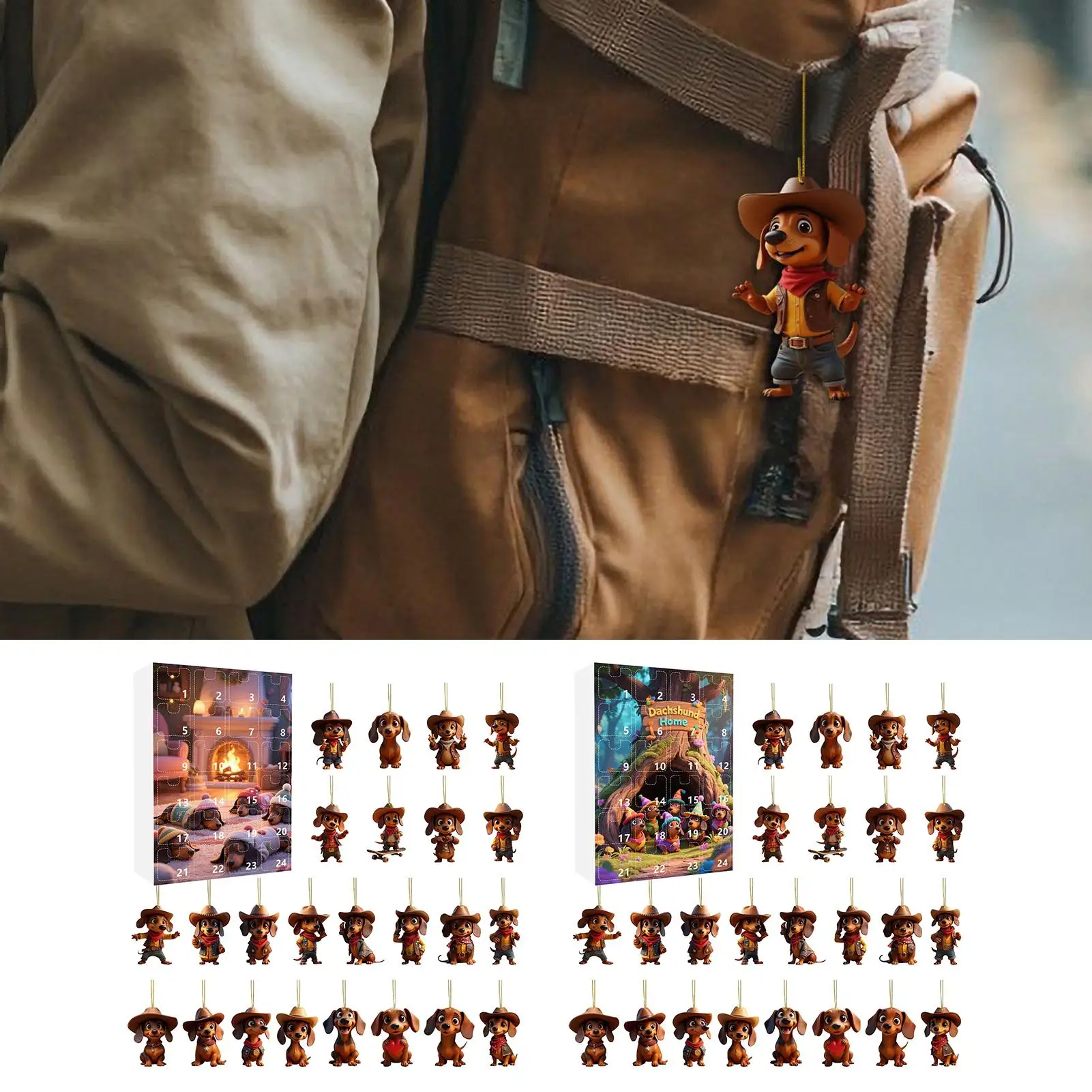 2025 Christmas Advent Calendar Sausage Dog Decoration Advent Countdown Calendar Collection Funny Dog Set Pendant for Vacation - Image 3