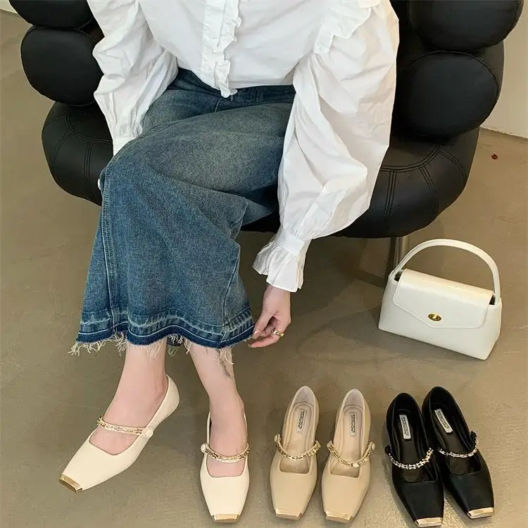 Retro Woman Shoes Clogs Platform Female Footwear Shallow Mouth Oxfords Increas Height Elegant All-Match Square Toe Creepers Dres