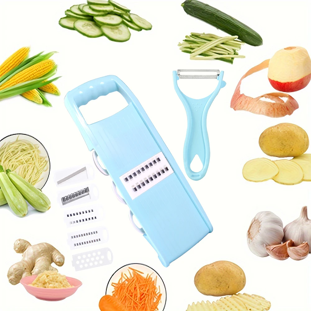 7pcs Professional Handheld 5 In 1 Multifunctional Home Vegetable Easy Clean Safe Ergonomic For Kitchen Mandoline Slicer Set