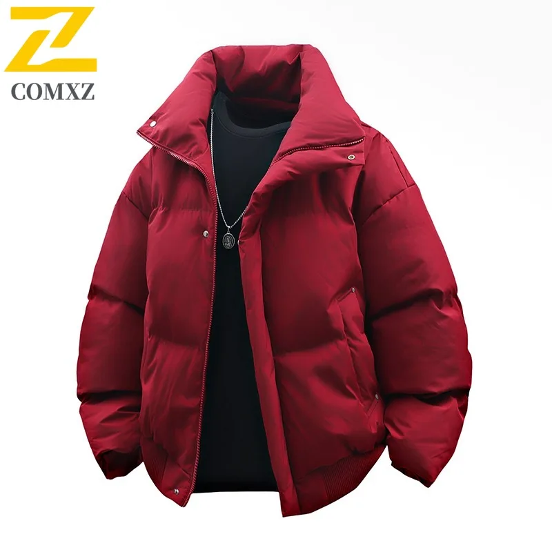 COMXZ باركر معطف دافئ فضفاض الوقوف طوق الحد الأدنى التزلج الشارع القطن وسادة مبطنة الثلوج العصرية الشتاء سترة ملابس للرجال