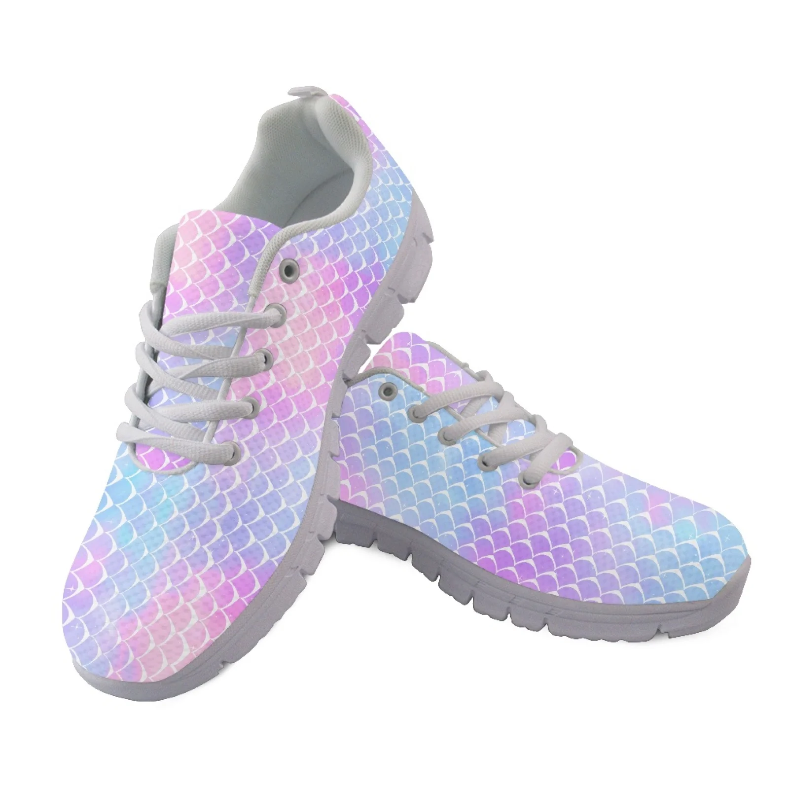 Coloranimal Mermaid Scales Print Mesh EVA Sole Womens Athletic Walking Sneakers Breathable Fitness Shoes for Ladies 2026 New