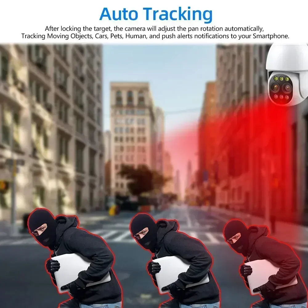 12.5"Inch Monitor 10CH NVR Kit Wireless PTZ Security 8MP 10X Zoom Camera System Auto Track Home Wifi CCTV Surveillance Cameras