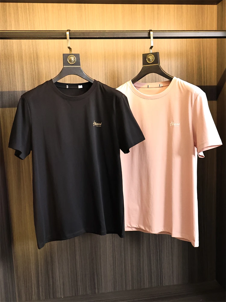 Cooles, weiches, rundes Ne ort Sve-T-Shirt aus Baumwolle für Herren, faionable, vielseitiges Sommer-T-Shirt, moderne Passform, Alltagskleidung