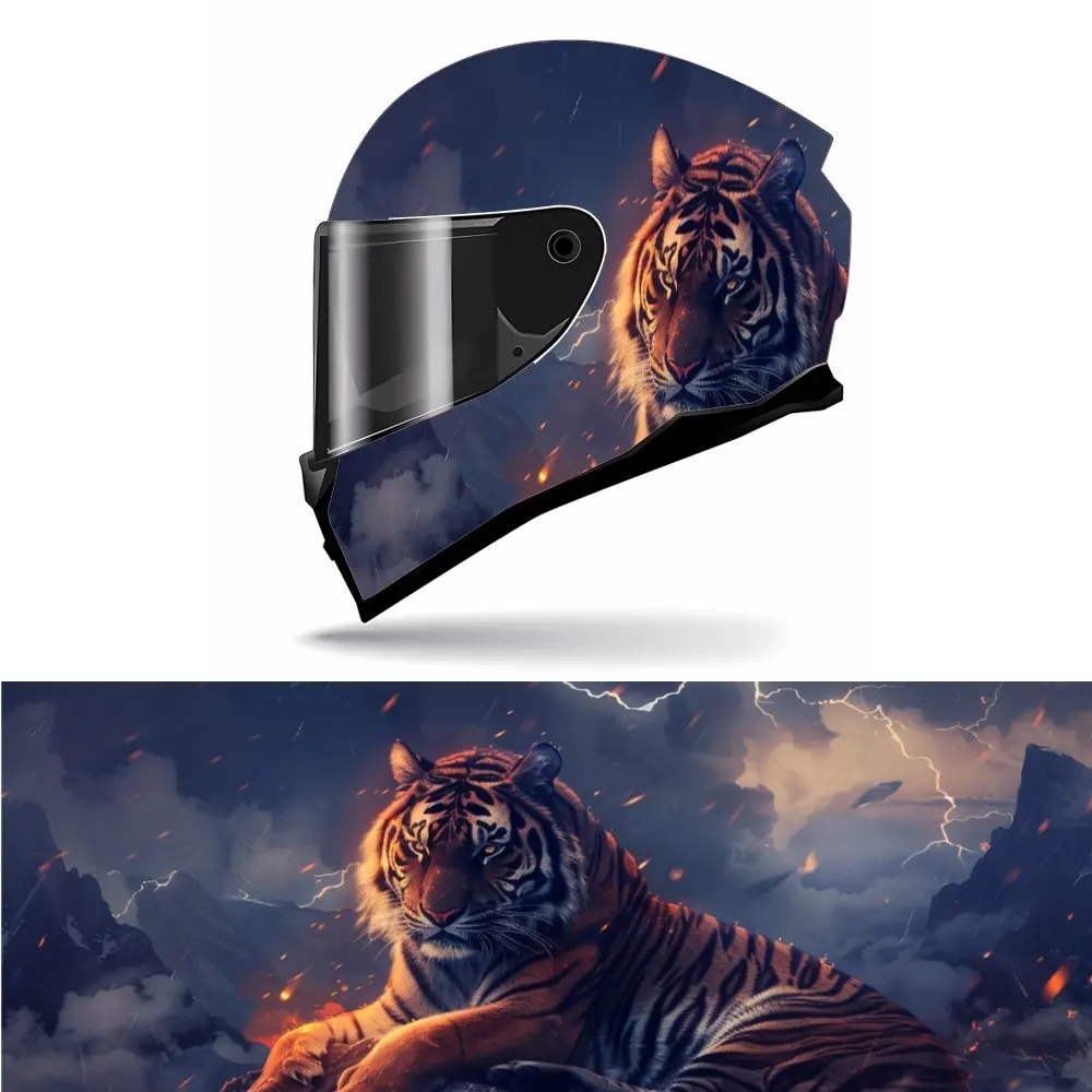 Fierce lightning flame tiger motorcycle vinyl wraps helmet decal,self-adhesive waterproof helmet decoration,universal motorcycle