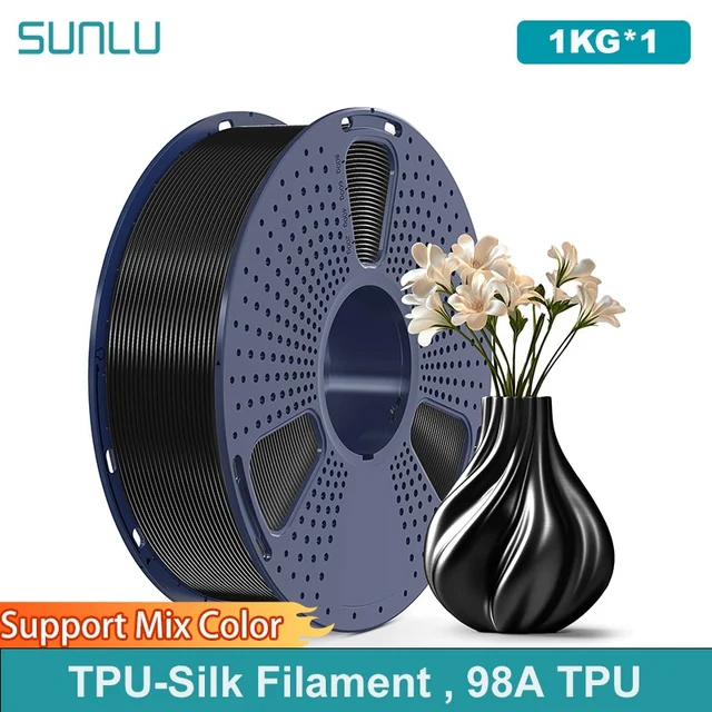 SUNLU TPU Silk Filament 1,75 mm Tolerancje ±0,03 mm 1 kg Szpula Elastyczny błyszczący jedwabny filament o gładkiej powierzchni do drukarki 3D FDM