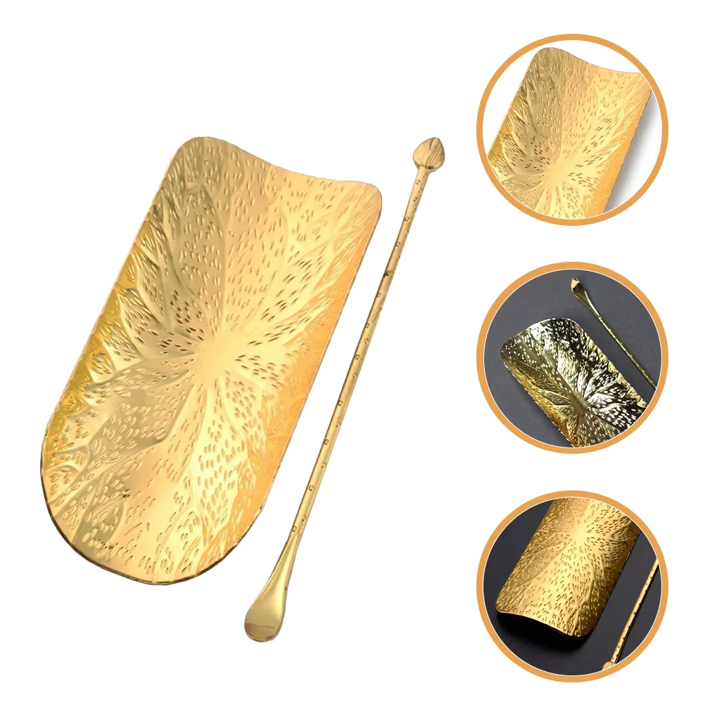 

Japanese Tea Set Spoons Plate for Coffee Bean Scoop Accessories Grain Ceremony Supply Alloy Leaf Storage Dish