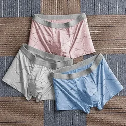 2024 Thin Breathable Cotton Crotch Line Middle Waist Milk Silk Boxers Letter Underwear Men Panties Shorts Шорты Мужские