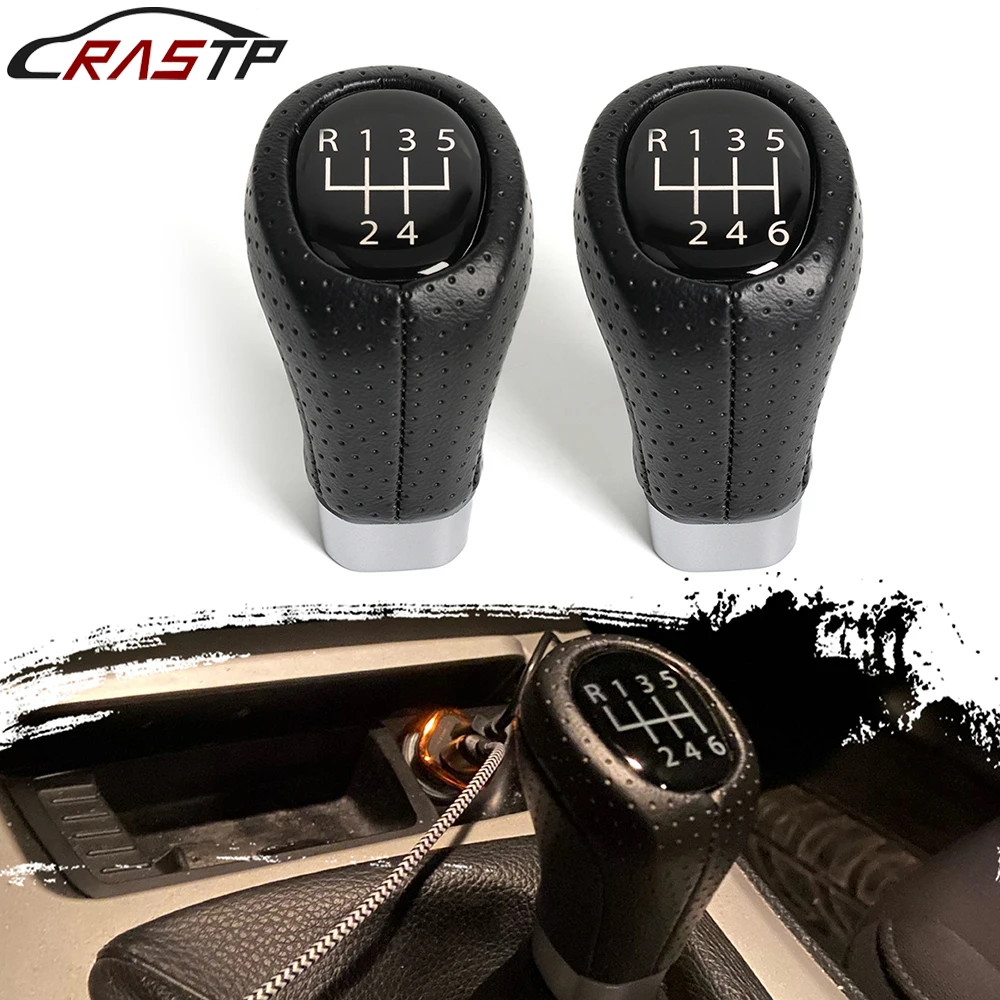 

RASTP-New 5/6 Speed Leather Car Gear Shift Knob Head Manual Shifter Lever HandBall For BMW 1 3 Series E81 E82 E90 E91 E92 SFN150