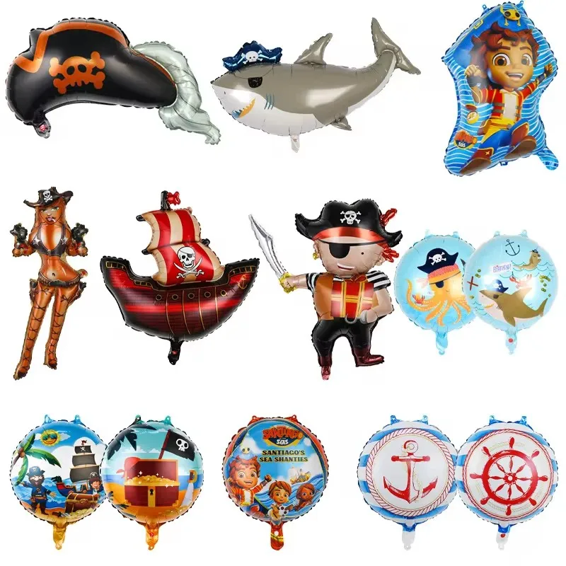 Disney Pirate Ship Shark Round 18 Inch Birthday Party Decoration and Decoration Aluminum Foil Balloon