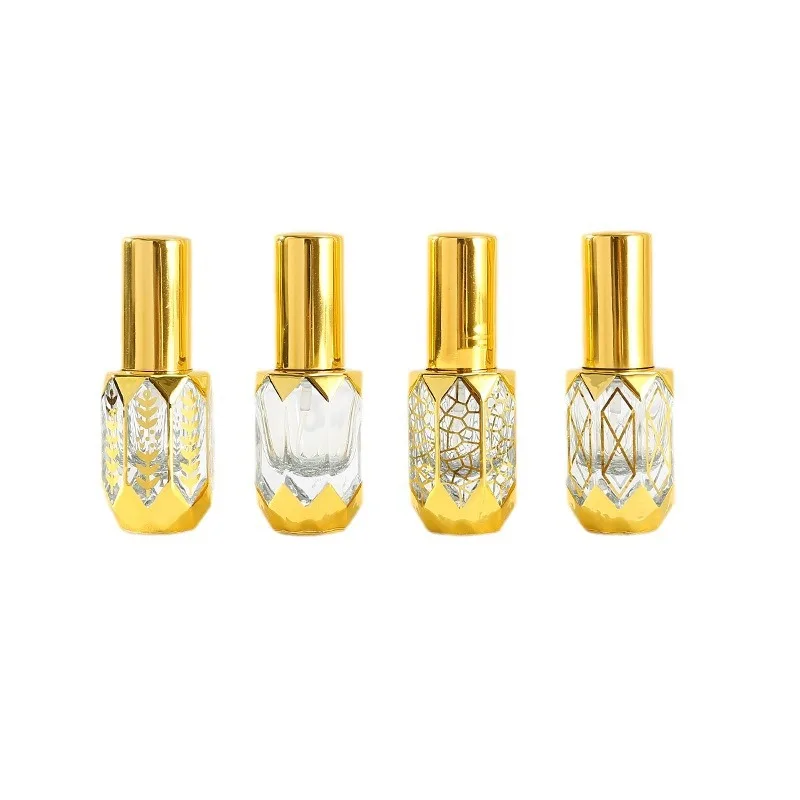1pcs 6ml Mini Perfume Spray Bottles Luxury Gold Plating Glass Portable Refillable Bottle Travel Atomizer Golden Diamond-Pattern
