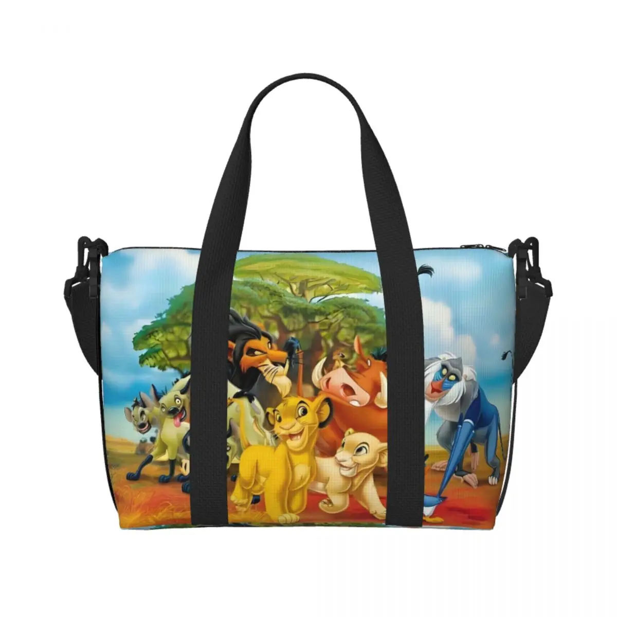 

Custom The Lion King Cartoon Beach Tote Bag Women Extra Large Gym Carry On Anime Kawaii Travel Shopping Bags