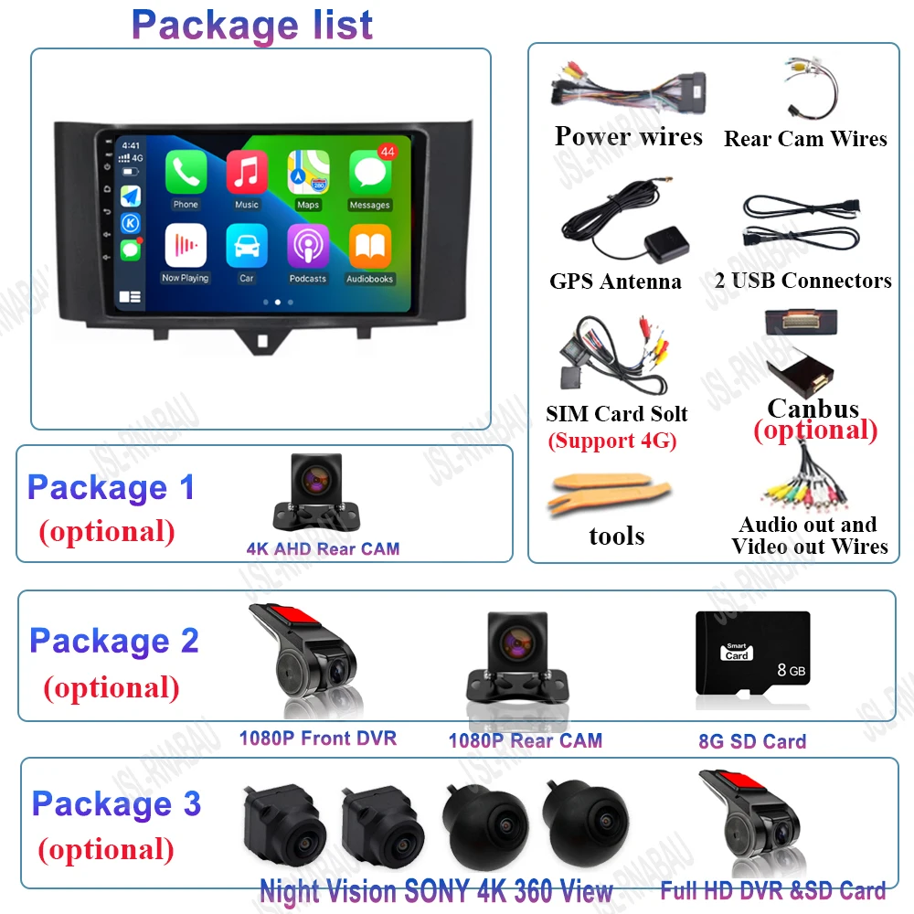 Android 15 Carplay Auto Car Raido For Mercedes Benz Smart Fortwo 451 2010-2015 Multimedia Video Player Autoradio GPS 4G Stereo