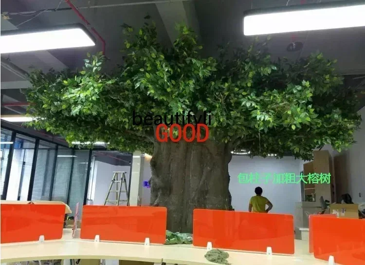شجرة تقليد Frp أشجار وهمية كبيرة بانيان داخلي ملفوفة أعمدة بانيان قاعة كبيرة شجرة الزفاف