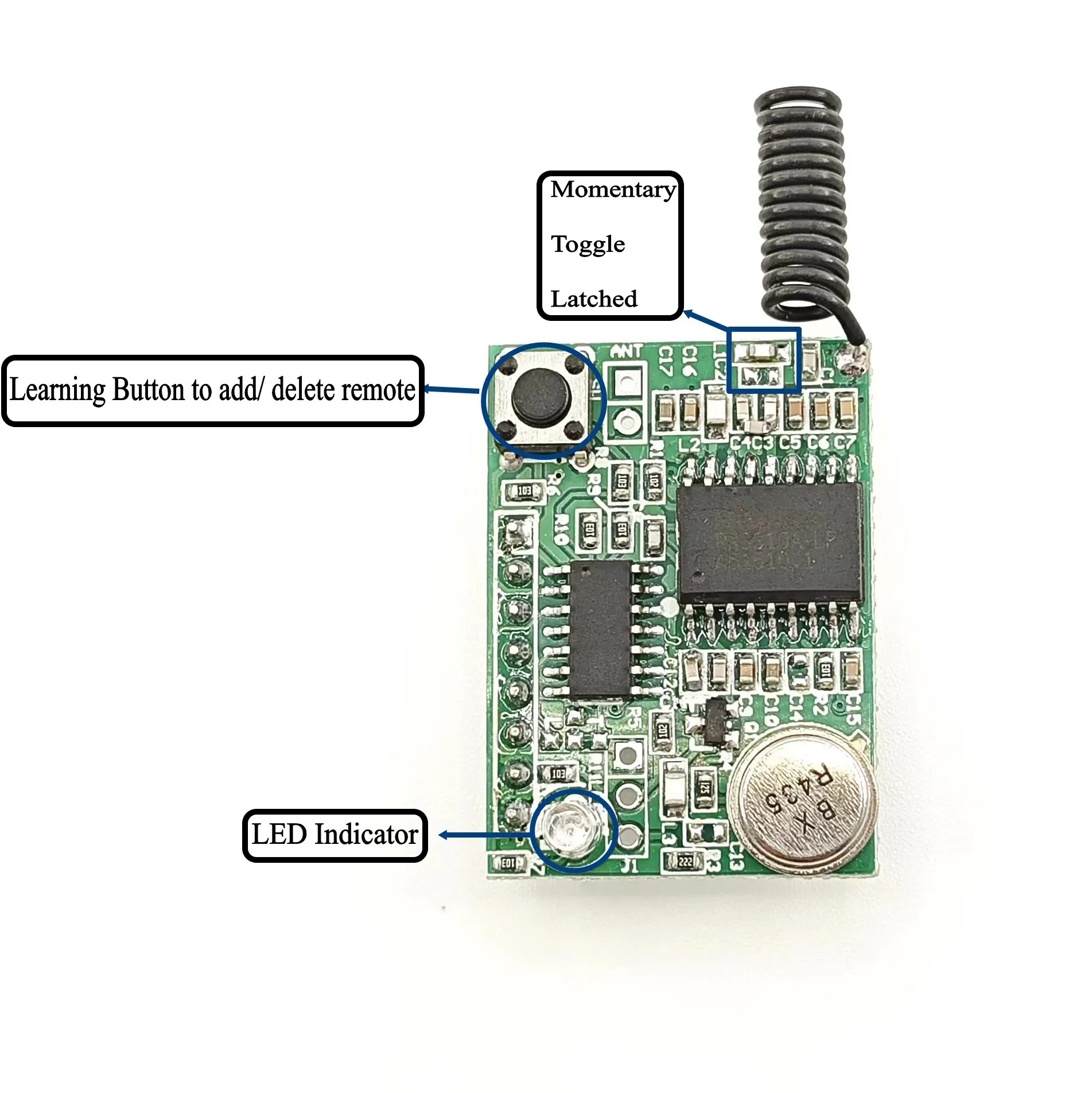 Rolling code Receiver Module Transmitter RF Wireless Remote Control super-heterodyne DC3-5V  Learning code 4CH Output  TTL