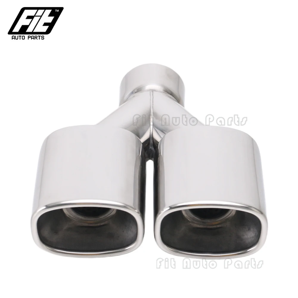 

Double-outlet Exhaust Throat universal car 2.5'' Square exhaust pipe rolled muffler end tip with logo