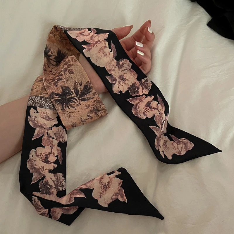 Fashion Skinny Scarf Women Luxury Brand Twill Printing Tie Bag Handle Ribbon Hair Band Women\'s Headscarf New Design Silk Scarves